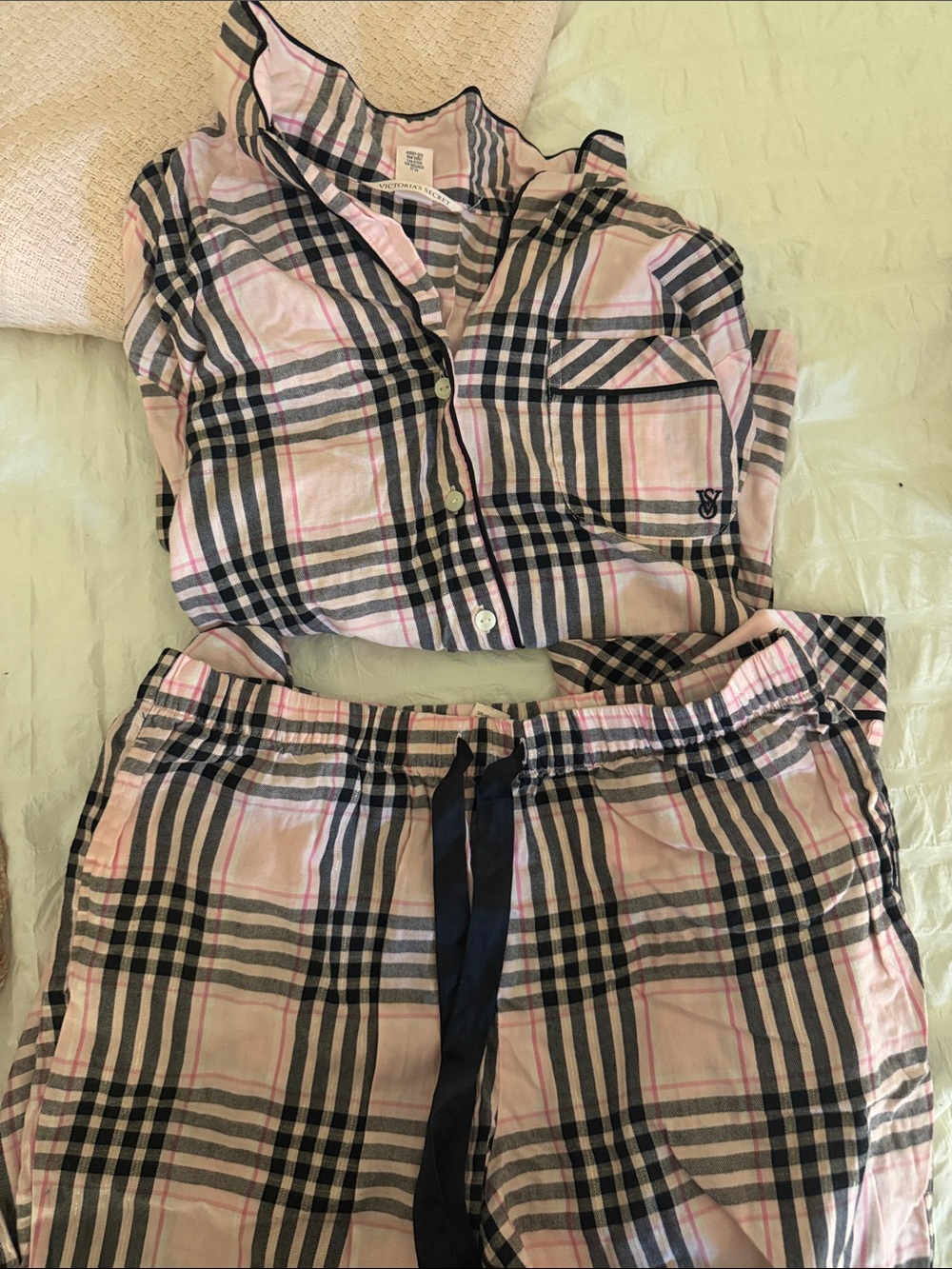 Victoria's Secret Pink and Navy Plaid Sleep  Set